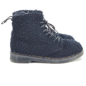 Dr Martens Junior 1460 Pascal Tinsel Faux Fur Lace Up Boots Girls Size 2 Black